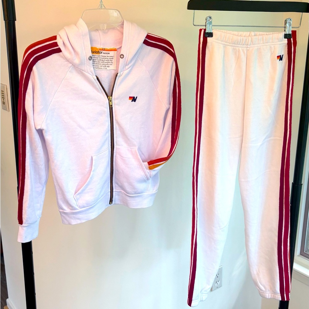Aviator nation White and Red Track Suit